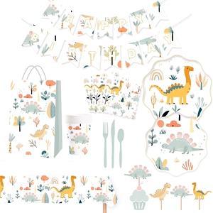 DAMAI NEW Design Dinosaur Themed Disposable Kid Party Tableware Set with <b>Paper</b> Plates Bags Banner Napkins - Product Image 2