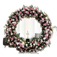 Arche de fleurs artificielles en forme de cercle, style couronne géante, diamètre 200 cm, arche de fleurs en soie pour cérémonie de mariage en plein air, décoration florale
