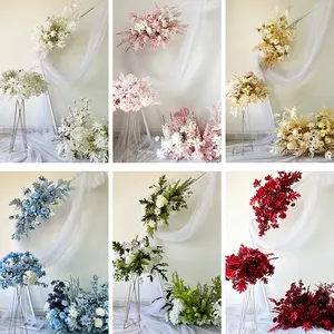 Queyiyi Customized Wedding Event Decorative Table Centerpieces Artificial Silk Flower Ball Wedding Decoration Floral Combination