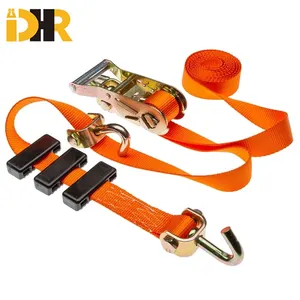 Wholesale Custom Car Wheel Ratchet Tie Down Strap with Rubber Block and Swivel J Hook Car Lashing