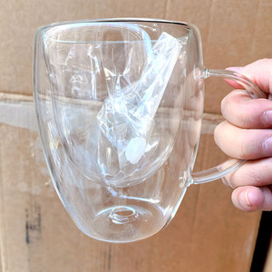 <span class=keywords><strong>Tasse</strong></span> à café en verre réutilisable à <span class=keywords><strong>double</strong></span> <span class=keywords><strong>paroi</strong></span> pré-percée de 350 ml sans BPA <span class=keywords><strong>avec</strong></span> poignée, bouchon, globe à neige, mugs à <span class=keywords><strong>expresso</strong></span>, latte, cappuccino, thé - Product Image 1
