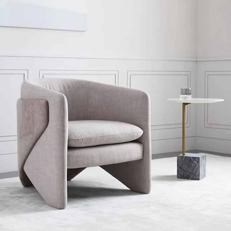 Cadeira de madeira nórdica para sala de estar, poltrona luxuosa de tecido para sofá de um lugar, poltrona de salão com detalhes