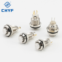 Interrupteur à bouton-poussoir en acier inoxydable 8mm 10mm, métallique, à verrouillage automatique, momentané, LED 12V, étanche IP65, 4 broches pour l'électronique