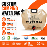 Conteneur d'eau pliable personnalisé avec logo, avec robinet et poignée de transport, pour le camping, les pique-niques, les voyages, sans BPA, sac à eau portable