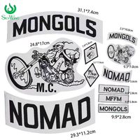 Lot de 8 écussons thermocollants MONGOLS NOMAD MC pour motards, accessoires vestimentaires brodés écologiques pour vestes et gilets