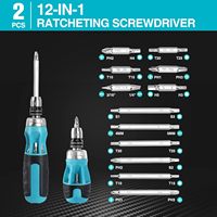 Juego de Destornilladores Industriales Multi-bit 12 en 1, con Puntas Phillips, Planas, Torx y Hexagonales, para Uso en Talleres de Bricolaje