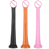 Plug anal en silicone doré, long, super doux, avec ventouse, stimulateur vaginal, jouets sexuels pour femmes et hommes