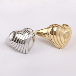 Heart Shape Stainless Steel <b>Ring</b> 21MM Gold <b>Silver</b> Women's Fashion Jewelry Gift - Product Image 1