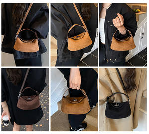 Sac bandoulière et à l'épaule pour femme, nouveau, design de niche, petit format, vintage, portable, en PU, style dumpling, finition givrée, luxe léger et contrasté - Product Image 2