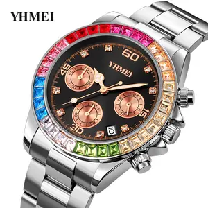 Wholesale Stainless Steel Bling Crystal Rhinestone Quartz Watch Wrist Luxury Brand Hip Hops Diamond Watch Women