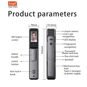 กลอนดิจิตอล Glomarket Tuya สำหรับบ้าน ควบคุมผ่านแอป รักษาความปลอดภัยด้วยระบบจดจำใบหน้า 3 มิติ ลายนิ้วมือ ไบโอเมตริกซ์ เชื่อมต่อ Wi-Fi ระบบคลาวด์ สมาร์ทล็อค - Product Image 2