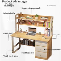Scandinave Moderne Minimaliste Solide Bureau Étagère Intégrée Mélamine Fer Finition pour Étudiant Écriture Étude Chambre Villas