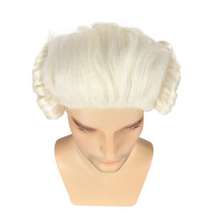 Avvocato giudice <span class=keywords><strong>barocca</strong></span> Cosplay <span class=keywords><strong>parrucca</strong></span> riccia grigio bianco nero uomo Costume parrucche Deluxe storico sintetico <span class=keywords><strong>parrucca</strong></span> per Halloween - Product Image 6