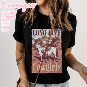 Western Cowgirl T-Shirt For Women - Retro Vintage Cow Skull Graphic Tee, Country Music Rodeo Casual Top