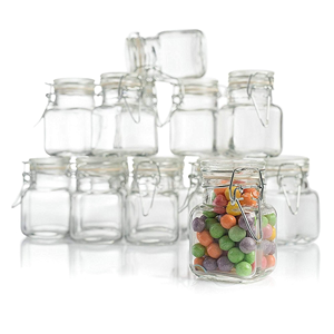 Direct Factory Sale <b>Small</b> Square Glass Storage <b>Jar</b> with Plastic Snap Lid for Seasoning Salt Candy MSG Dispensing on the Go - Product Image 1