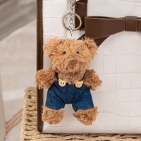 Llavero de peluche clásico de oso de peluche marrón, colgante atemporal de animal de peluche