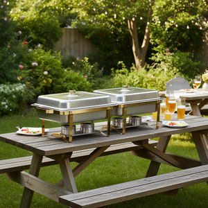 Vevor Stainless Steel Chafing Dish 4 Qt 2 Pack Gold Half Size Buffet <b>Set</b> <b>Beverage</b> <b>Serving</b> - Product Image 2