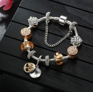 Dropshipping <span class=keywords><strong>Vintage</strong></span> Silver Color Charms Bracelets pour Femmes DIY Crystal Beads Fine Bracelets Women Pulseira Jewelry - Product Image 2