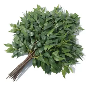 QSLH-CF116 vendita calda foglie artificiali piante verdi seta verde foglie di Ficus piante artificiali foglie di albero di Banyan per il matrimonio