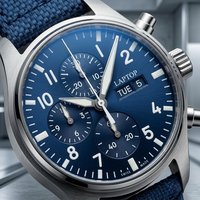 Montre mécanique sportive pour homme de style pilote classique de luxe, cristal saphir, bracelet en caoutchouc, automatique, boîtier en acier inoxydable