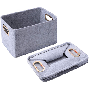Felt Fabric Storage Basket Organizer Boxes Containers with Handles Metal Handles Collapsible Storage Bins Foldable