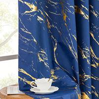Rideaux occultants de luxe en marbre avec feuille d'or laminée, isolants thermiques, à œillets, prêts à poser pour salon, chambre et hôtel