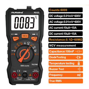 Multímetro Digital MUFASHA con Rango Automático True RMS, Probador Eléctrico de 6000 Conteo, Voltímetro de Corriente y Voltaje 600V 10A - Product Image 1