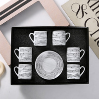 Nouvel ensemble de 6 tasses à café et soucoupes en céramique arabe de luxe, style européen, pour table basse, coffret cadeau promotionnel