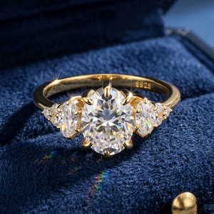 Anello MOR21 RINNTIN con Moissanite da 2 Carati, Colore D, Purezza VVS, in <span class=keywords><strong>Argento</strong></span> Sterling 925 Placcato Oro 14K, Anello <span class=keywords><strong>di</strong></span> <span class=keywords><strong>Fidanzamento</strong></span> con Diamante Moissanite per Donne - Product Image 3
