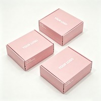 Boîtes d'expédition pliables roses personnalisées avec bande détachable, boîte en carton ondulé pour vêtements, emballage