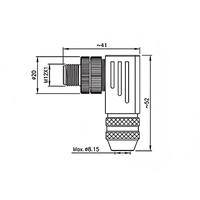 Connecteur d'aviation M12 à 4 broches mâle, blindé, boîtier métallique, angle droit, IP67, 4A 250V, 22 AWG 0,34 mm