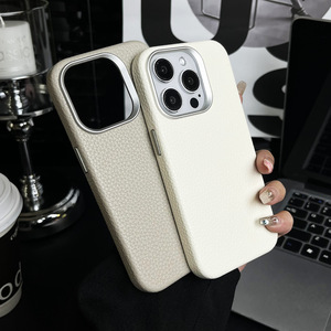 Custodia per telefono con motivo litchi di lusso per <span class=keywords><strong>IPhone</strong></span> 16 pro max-12 con funzione di ricarica Wireless Cover completa custodia per telefono in pelle antiurto - Product Image 3