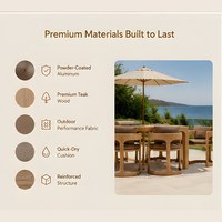 Meilleures ventes : Ensemble table et chaises pour hôtel, mobilier de villa, ensemble élégant de table et chaises en teck imperméable pour salle à manger extérieure et jardin