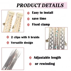 <span class=keywords><strong>Extensiones</strong></span> <span class=keywords><strong>de</strong></span> Cabello Trenzadas Bohemianas <span class=keywords><strong>con</strong></span> <span class=keywords><strong>Clip</strong></span>, 20 Pulgadas, Cabello Sintético Trenzado <span class=keywords><strong>con</strong></span> Cuentas y Adornos para Festivales, Cosplay y Uso Diario - Product Image 6