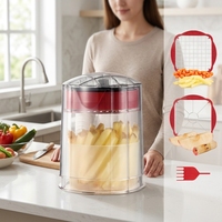 Frietjes-snijder 3-in-1 groentesnijder met roestvrijstalen messen, makkelijk schoon te maken, met opvangbak, voor aardappelen en appels, snijden en in blokjes snijden
