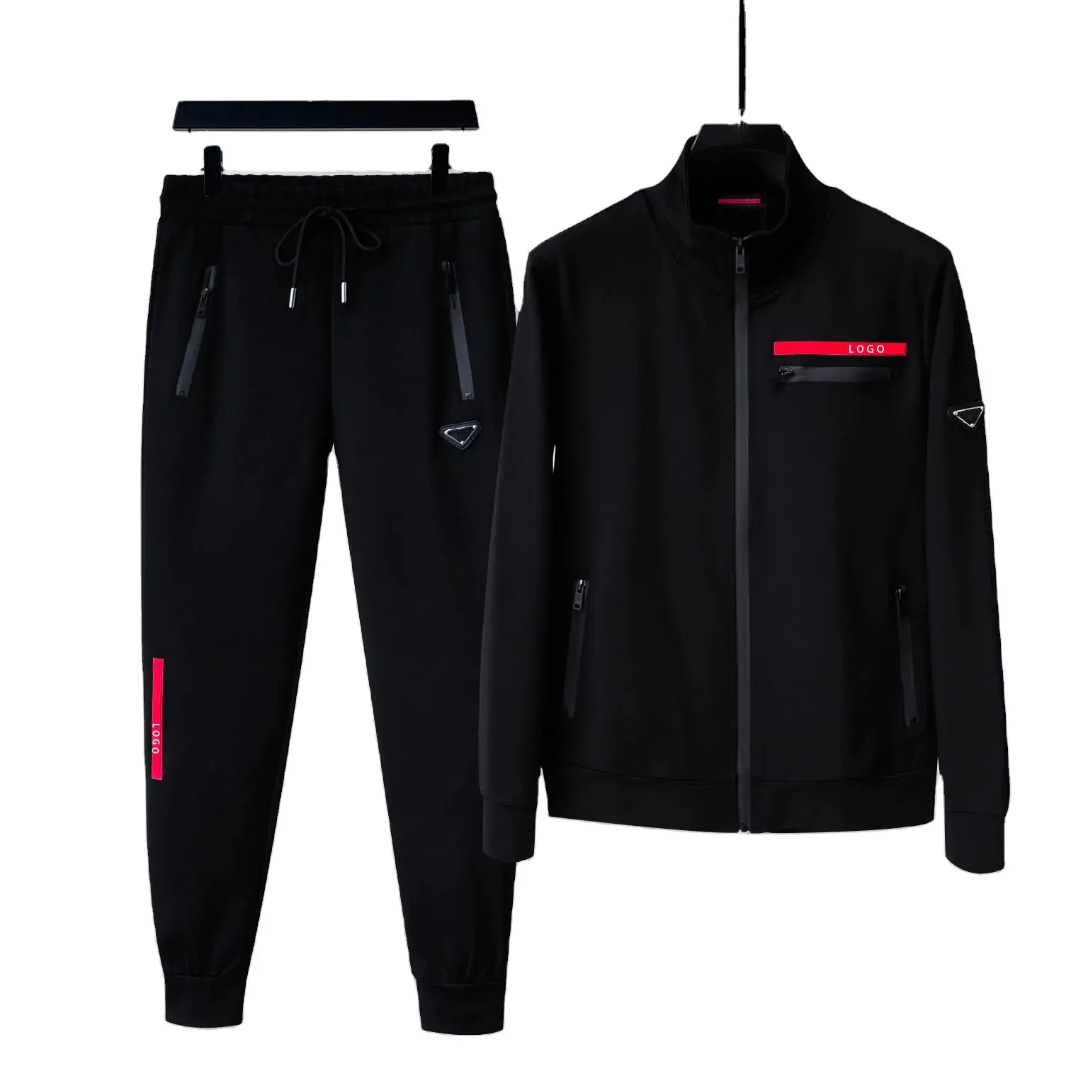 Yeni sonbahar ve kış erkek rahat tasarımcı spor elbise iki parçalı açık spor ceket pantolon tasarımcı T-shirt marka