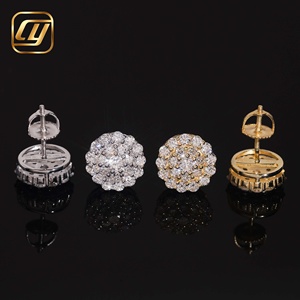 Aretes CHOYUE de Plata Esterlina 925 con Baño de Rodio, Diamante Cultivado en Laboratorio con Corte Brillante, Certificado IGI, Diseño de Flor de Sol, Unisex, para Boda - Product Image 3