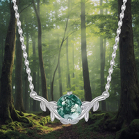 925 pendentif en forme de feuille en agate de mousse naturelle en argent pur pour collier haut de gamme accessoire de mode élégant pour anniversaire