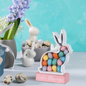 Huevos de Conejo de Madera Hechos a Mano con Impresión Personalizada, Decoración de Pascua, Letrero de Bendiciones para Interiores Estilo Rústico, Modelo 001 de Arunachal Pradesh - Product Image 4