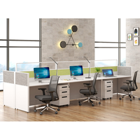 Station de travail modulaire ouverte Table de travail ergonomique et convertible MFC Office Staff pour 6 personnes