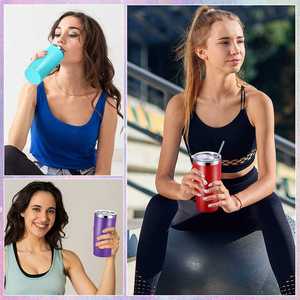 20oz Stainless Steel Car Cup Double Wall Insulated Tumbler Portable Thermal Cup <b>for</b> Vehicle and Outdoor Use - Product Image 3