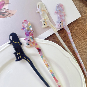 Shes Großhandel Doppel-Katzen-Acetat-Haarstab <span class=keywords><strong>Kanzashi</strong></span> Gold Geätzte Schnurrhaare Vintage Hawaiianische Damen-Haarnadel Kundenspezifisches OEM - Product Image 4