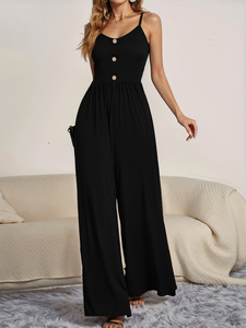 Disponibile in Magazzino: Tuta Lunga Senza Maniche da Donna, Vestibilità Ampia, Pezzo Unico, Tinta Unita, Elegante e Comoda per il Tempo Libero - Product Image 4