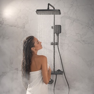 Thermostatic Piano Key Shower System 4 Modes Rainfall Top <b>Spray</b> Handheld Bidet Aluminum Alloy+ABS Wall <b>Mounted</b> Chrome Set - Product Image 5