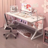 Bureau de jeu compact pour chambres à coucher, design moderne et minimaliste, bureau d'ordinateur en bois, poste de travail, table d'étude pour la maison et les étudiants