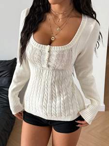 <span class=keywords><strong>Pull</strong></span> léger à manches longues pour femme 2026, coupe ajustée et <span class=keywords><strong>sexy</strong></span> (personnalisable) - Product Image 5
