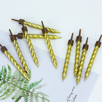 Kleine Mikro-Kerzen für Geburtstage, Metallisch Goldene Spiralförmige Mini-Kuchenkerzen mit Halter für Cupcake-Party-Dekoration