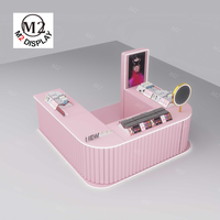 Présentoir M2 Kiosque de centre commercial rose moderne Kiosque de cosmétiques Design de magasin de soins de la peau Magasin de maquillage Kiosque d'ongles Présentoir de cosmétiques