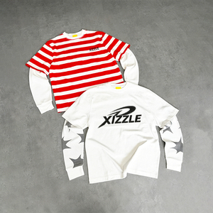 เสื้อยืดแขนยาวโอเวอร์ไซส์ผ้าฝ้าย 100% แบบลำลอง พิมพ์ลายกราฟิกคุณภาพสูงด้วยเทคนิคสกรีนพิมพ์แบบสองชั้น - Product Image 1