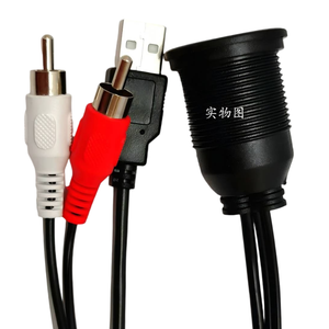 Montaje en panel empotrado para salpicadero automático personalizado 2RCA a USB 2,0 y 3,5mm AUX Socket <span class=keywords><strong>Jack</strong></span> Cable impermeable - Product Image 2